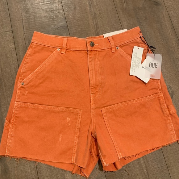 BDG women’s orange summer jean carpenter shorts - Picture 1 of 5